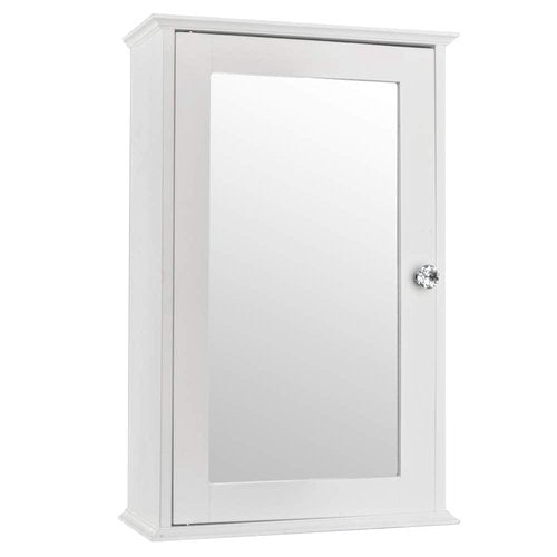 Single Door Mirror Indoor Bathroom Wall Mounted Cabinet,Wooden Medicine Cabinet White Wall Mounted Bathroom Cabinet with Single Mirror Door & Adjustable Shelves for Bathroom, Living Room, Entryway