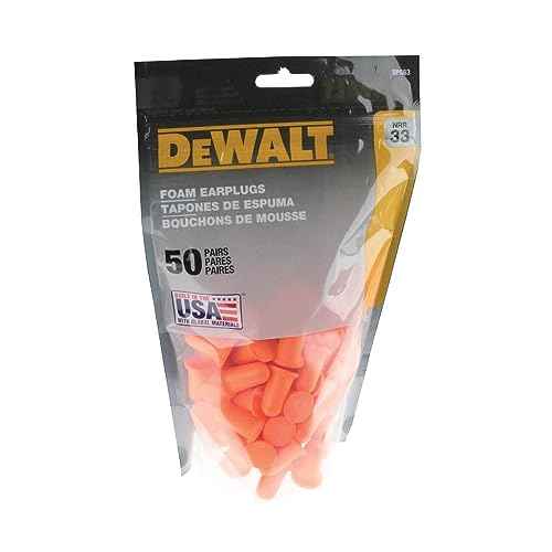 DEWALT DPG63BG50 Orange Bell Shaped Foam Earplugs - NRR 33 dB - Uncorded - 50 Pair Resealable Contractor Bag - Made in USA - ANSI S3.19 Compliant