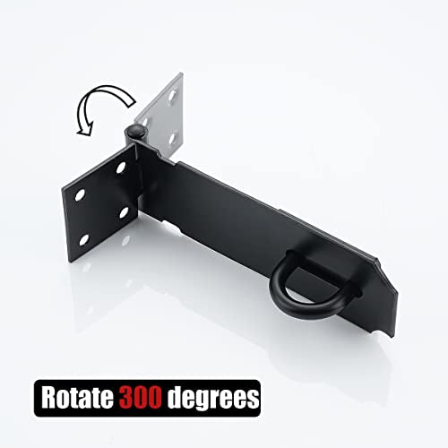 JQK Door Hasp Latch Lock, 5 Inch 304 Stainless Steel Safety Packlock Clasp Thickness 1.9 mm, Matte Black 2 Pack, DL130-PB-P2