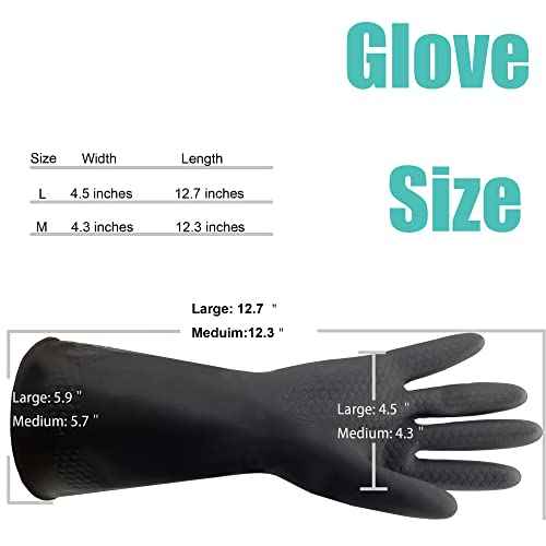 Chemical Resistant Rubber Gloves£¬M-L Size Waterproof Industrial Work Glove, Black Color Size