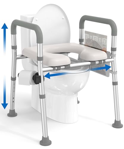 HOMLAND Standard Adjustable Toilet Seat Riser for Seniors, 400lb Capacity