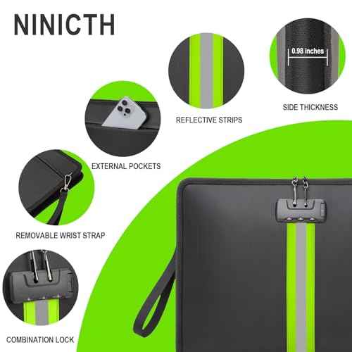 5200¢µ Fireproof Waterproof Document Bag with Lock and Zipper,Safe Fireproof Waterproof Money Bag,Suitable for Cash, Mobile Phones, Keys, Credit Cards (Black, M)