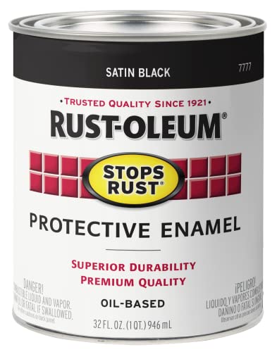 Rust-Oleum Stops Rust Satin Black Protective Enamel Paint 32 Fl Oz