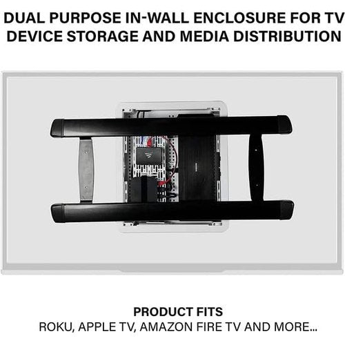 Legrand - OnQ 17 Inch Media Enclosure, Electrical Box, Cable Management Box Dual Purpose In Wall Enclosure for TV Device Storage and Media Distribution, Recessed Media Box, White, ENP1700NA
