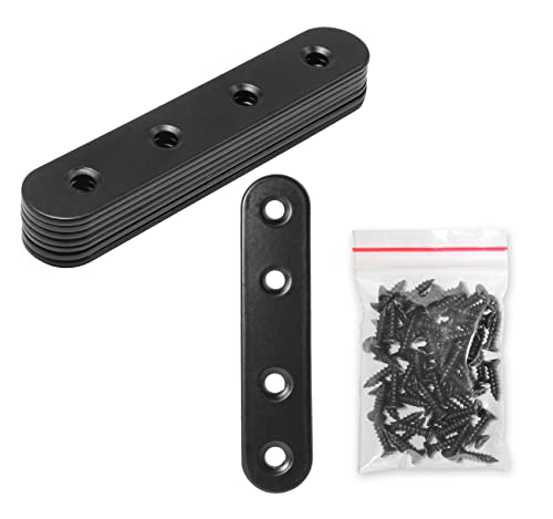 8 Pack 4 Inch Stainless Steel Flat Plate Brackets Black Finish - Reinforcement Mounts