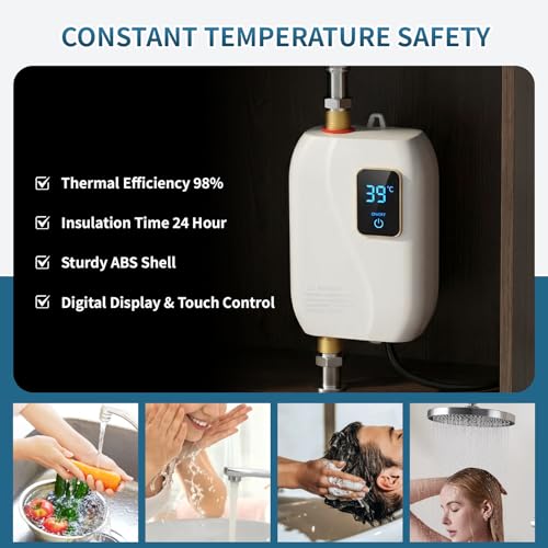 3000W Electric Tankless Water Heater - On Demand Hot Water with Digital Display, 110V