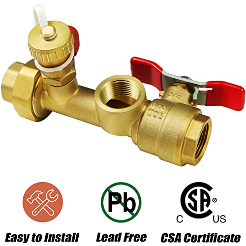 3/4 Inch IPS Tankless Water Heater Service Isolation Valve Kit with Relief Valve