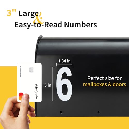 RAINHOL 3 Inch Reflective White Mailbox Number Stickers - 6 Sets Outdoor Durable Vinyl
