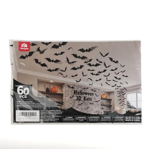 Halloween Bat Decorations Set of 60 PVC Wall Decals for Haunted House & Party Decor