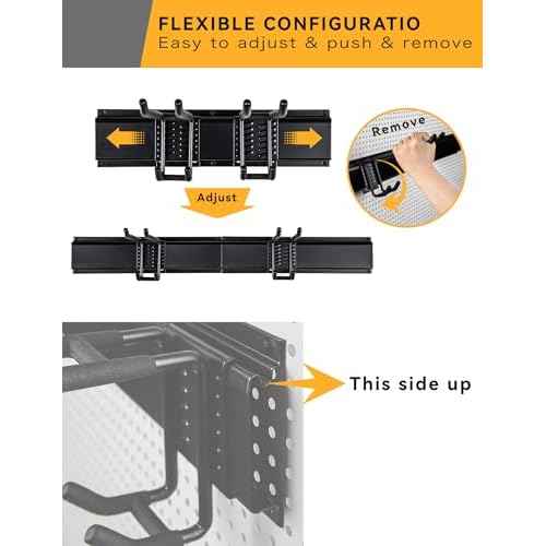 Wall Mount Garden Tool Organizer - 48 Inch Max Load 539lbs, Garage Storage with 7 Heavy Duty Hooks and 4 Cable Ties, Power Tool Organizer Rack