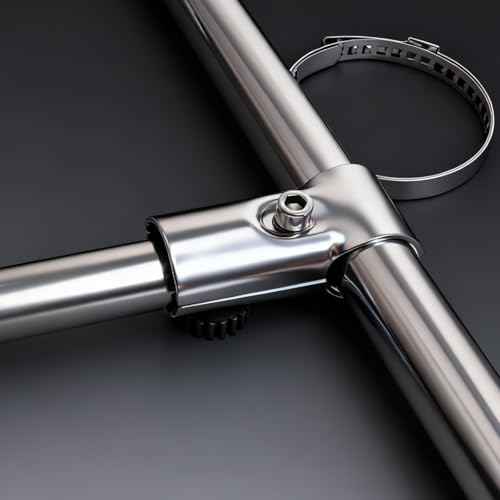 T Pipe Connector Clamps,2 Set 25mm(OD.1inch) Stainless Steel Pipe Fence Clamp Tee Corner Fitting End Rails Clamps