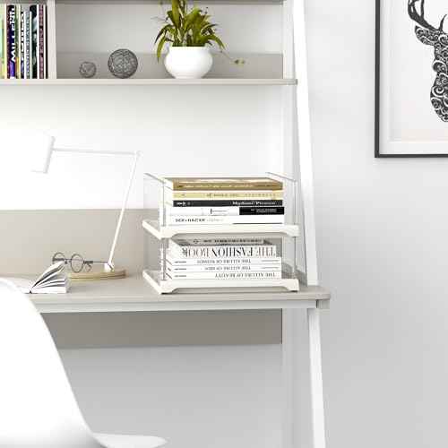 3 Pack Stackable Closet Organizers and Storage Shelves - Transparent Sweater Organizer for Closet, Bathroom, Kitchen, Cupboard, Laundry Room, and Office