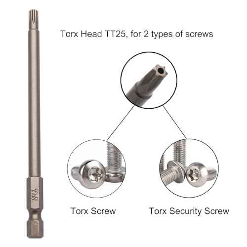 T25 Security Torx Bits Tamper Proof Star Screwdriver Bit Set 4 Inch Long, S2 Steel Magnetic Impact Driver Torque Drill Bits Torx Head 1/4 Inch Hex Shank for Automotive, Electronics, DIY Repairs