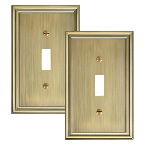 Antique Brass 2-Pack Zinc Alloy Single Toggle Light Switch Cover Plate