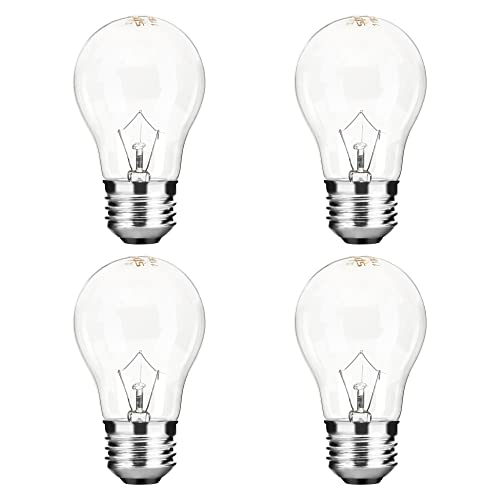 Spolico 40W A15 High-Temp Oven Light Bulb 120V E26 2700K 400lm 4Pack
