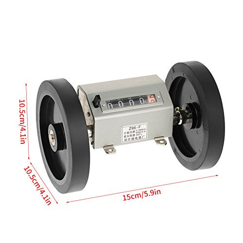 Walfront Length Counter 0-9999.9 m Rolling Wheel 5-Digit Meter Counter