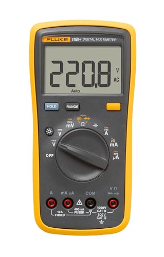 Fluke 15B+ Digital Multimeter - Electrical Testing Tool for Voltage, Current, Resistance