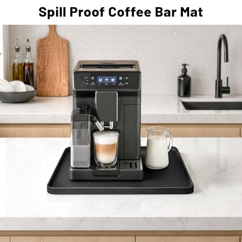 NAMTSO 20x20x0.6 Inch Mini Fridge Mat - Black Silicone Floor Protector with Raised Edge