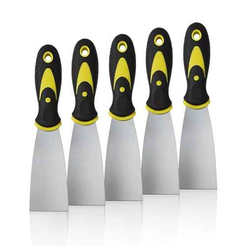 5 PCS Putty Knife, 2 Inch Spackle Knives, Stainless Steel Paint Scraper for Repairing Drywall, Removing Wallpaper, Mud, Plaster Scraping, Applying Putty