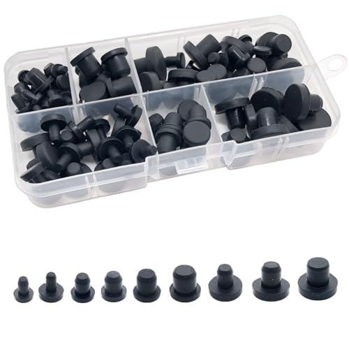 MONEXIO Black Silicone Rubber Hole Plugs Set - 9 Sizes T-Type Waterproof Caps