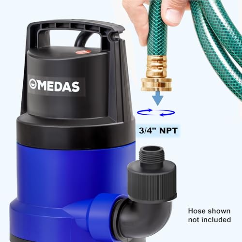 MEDAS 1HP Submersible Utility Pump 3434 GPH for Pool Pond Basement Drainage