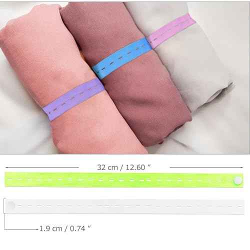 60Pcs Roll-up Clothes Storage Elastic Band, Adjustable Clothing Storage Binding Strap with Button and Buttonholes for Travel Luggage, Drawer, Closet, Mixed