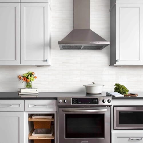 Vamos Tile 100-Piece Glossy Dolomite White Peel & Stick Backsplash Tile - 3x6 inch, DIY Kitchen & Bathroom Wall Covering