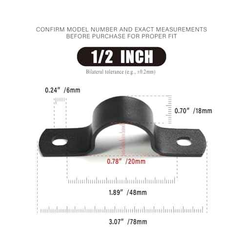 Black Durable U-Clamps Metal Pipe Clamps Double Hole Double Hole Pipe Strap DIY U-Bracket (Pack of 6) (1/2 INCH)