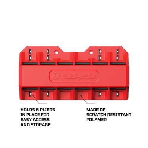 EZRED EZPH6 Magnetic Plier Holder Red, Holds 6 Pliers
