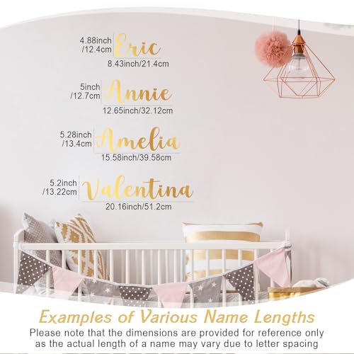 Boao Personalized Name Letter Wall Decal - Elegant Script, Gold, Medium Size