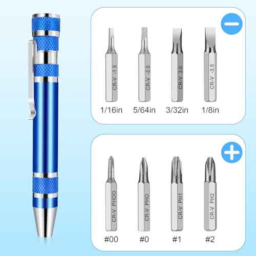 4 Pieces Pen Screwdriver, 8 In 1 Multitool Pen Set Pocket Screwdriver Mini Tools Magnetic Multi Screwdriver Pen Precision Function Crossing Flathead Screwdriver Mini Gift for Adults