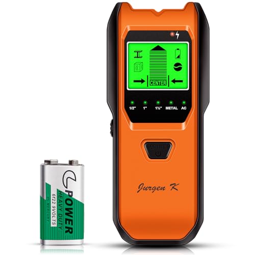 Jurgen K 5-in-1 Wall Stud Finder - Tropical Orange, Metal & Pipe Detector with LCD Display