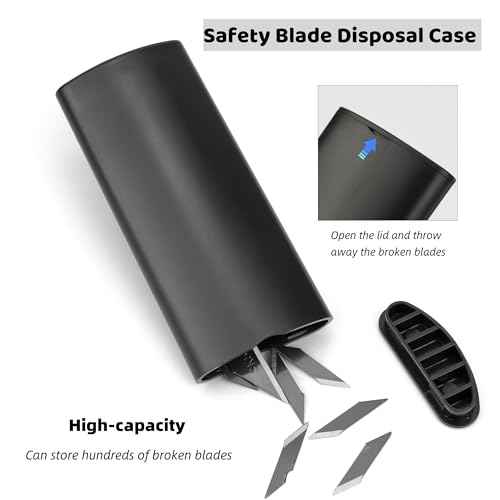 2Pcs Black Disposal Containers for Snap-Off Utility Knife 9mm Blade, Razor Blade Cutter Safe Storage Box for Workshop, Office, Crafting, Secure Disposal Solution
