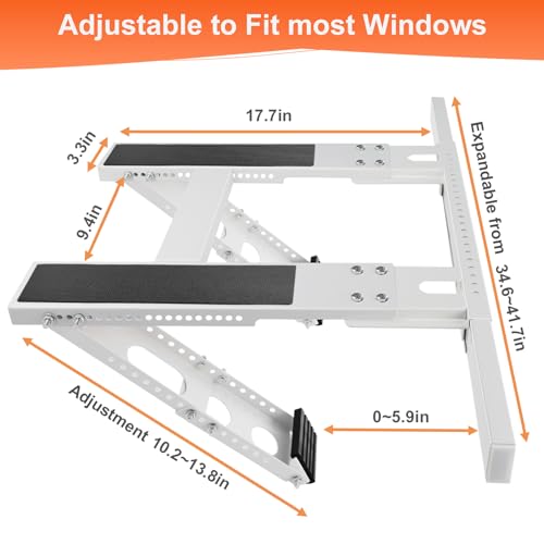 No-Drill Window AC Support Bracket - Adjustable Heavy Duty Steel Holds 300lbs, Easy Install, Compatible with Single/Double Hung Windows, CAT SO RICH