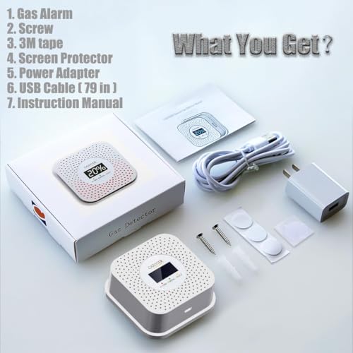 Gas Leak Detector, Natural Gas Detectors, USB Plug-in Propane Gas Alarm, Combustible & Explosive Gas Alarm for RV, Kitchen, Home Safety, Methane, LNG, LPG Monitor, 10-Year Lifespan, White