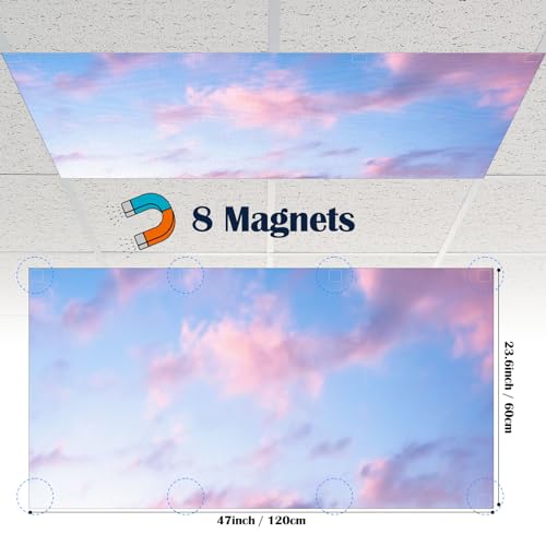 Sunset Magnetic Fluorescent Light Covers - Pack of 6 for Ceiling Fixtures