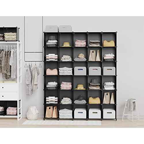 HOMIDEC Closet Organizers and Storage, 9 Cube Storage Organizer, Portable Closet Organizer Cubes Shelves for Clothes, Bedroom, Kids Room, Bathroom, Wardrobe, Garment Racks, Black