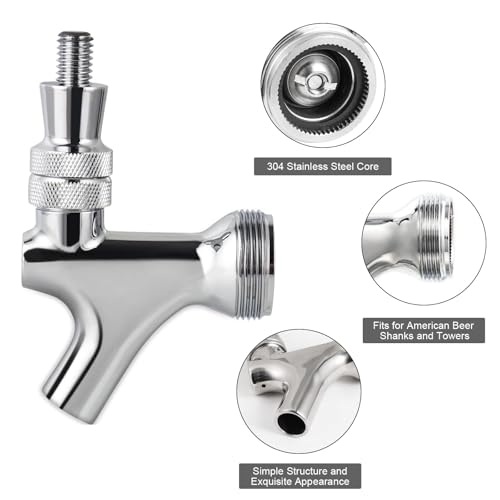 Kegerator Draft Beer Faucet Kit with Shank, 5 ft Line, Barb Fittings