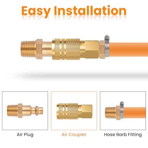 1/4 Inch Brass Female Industrial Coupler, 1/4'' NPT Air Hose Fittings, Quick Connector Air Coupler for Auto Shop, 2 Pack