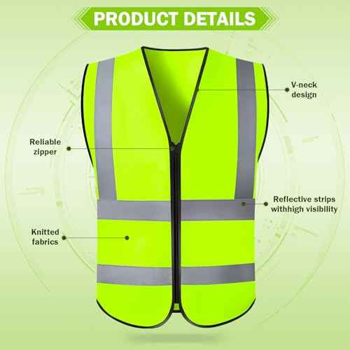 Security Vest,Hi Vis Reflective Safety Vest for Men Women Work,Mesh High Visibility Class 2 Construction Vest with Zipper