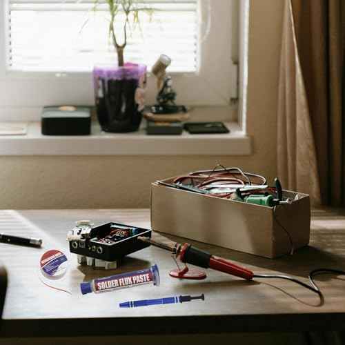 No-Clean Flux Paste, Solder Wick & Electronic Small Parts Pickup Kit, Soldering Flux 10cc/Bottle (2PACK), 10Ft Desoldering Wick, IC Pickup Tool (1 stick)