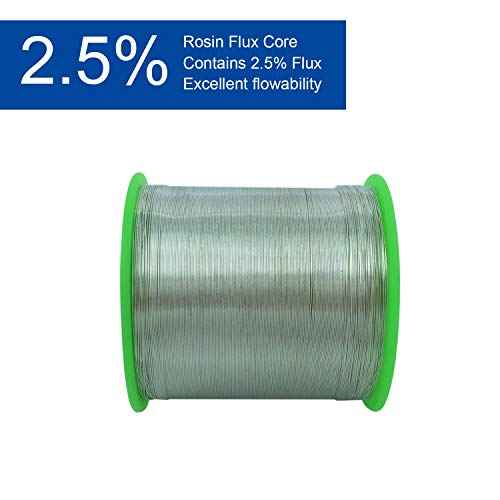 Fine Solder Lead Free Solder Wire Thin 0.3mm 0.01inch 0.5lb Rosin Core Flux Solder Wire Alloy Fine Electrical Soldering Wire Electronics Soldering RoHS Fast Melting Electric Solder
