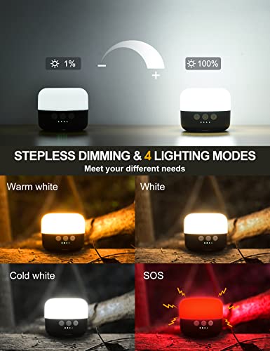 ZMNT Rechargeable LED Camping Lantern Black 1000LM, 300H Runtime, Water-Resistant Emergency Light
