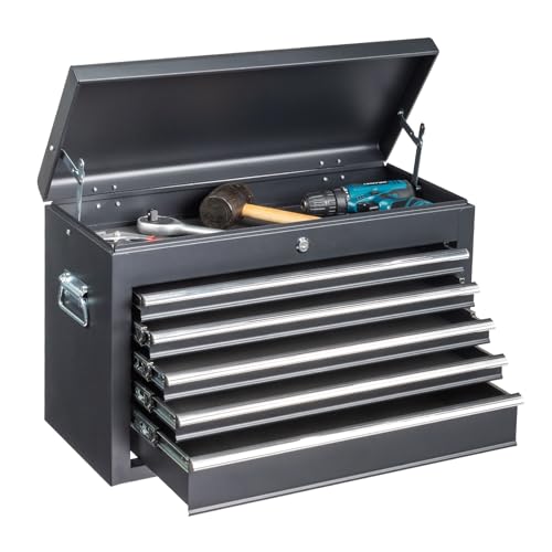 Winado 24" Portable 5-Drawer Lockable Metal Tool Box - Black (Variant: Black)