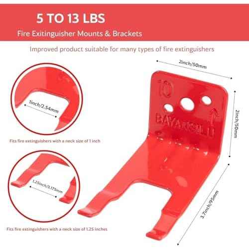 Universal Fire Extinguisher Bracket, Fire Extinguisher Mounts & Brackets is Fits Extinguishers from 5 to 15 lbs, Slot Diameter 1 to 1.25 Inches, Holder for Dry Chemical and Water Extinguishers. (2)