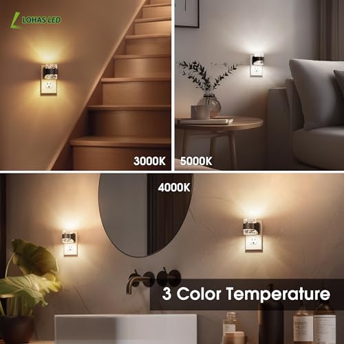 L LOHAS LED Night Light 2 Pack Black Bubble Wall Plug-In with 3 CCT & Brightness Levels