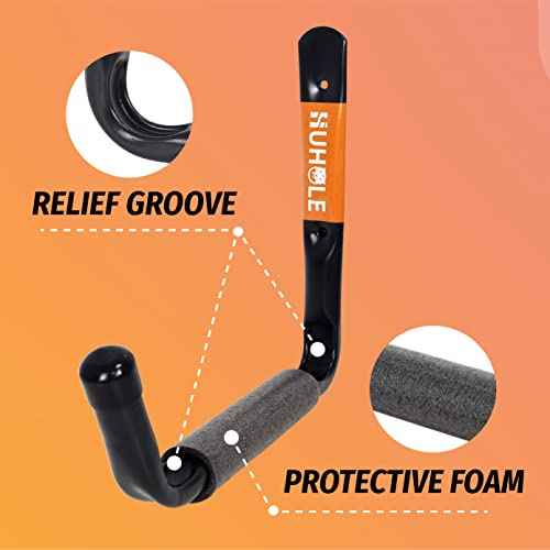 HUHOLE Ladder Hooks for Garage Wall, Wall Mount Ladder Brackets with 9.8" Jumbo Arm, Utility Hooks for Bike, Folding Chair, Bulk Items