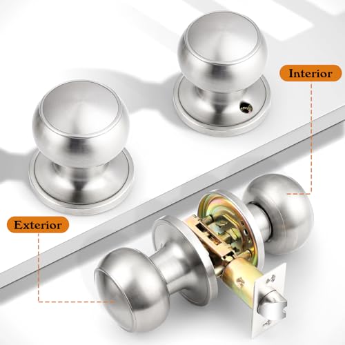 Probrico 10 Pack Brushed Nickel Interior Passage Door Knobs - Non-Locking, Easy Install
