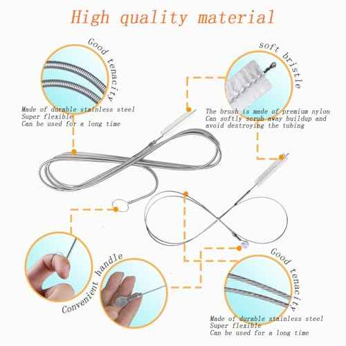 2-Pack Long Pipe Cleaners - 61" & 40" Stainless Steel Tube Cleaning Brush Set, Flexible Sunroof Drain Cleaning Tool for Sink, Refrigerator, Aquarium, Car Maintenance