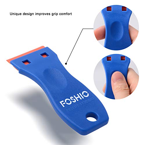Blue Plastic Razor Blade Scraper Set - 2pcs Handle + 100 Blades for Gasket & Glass Removal